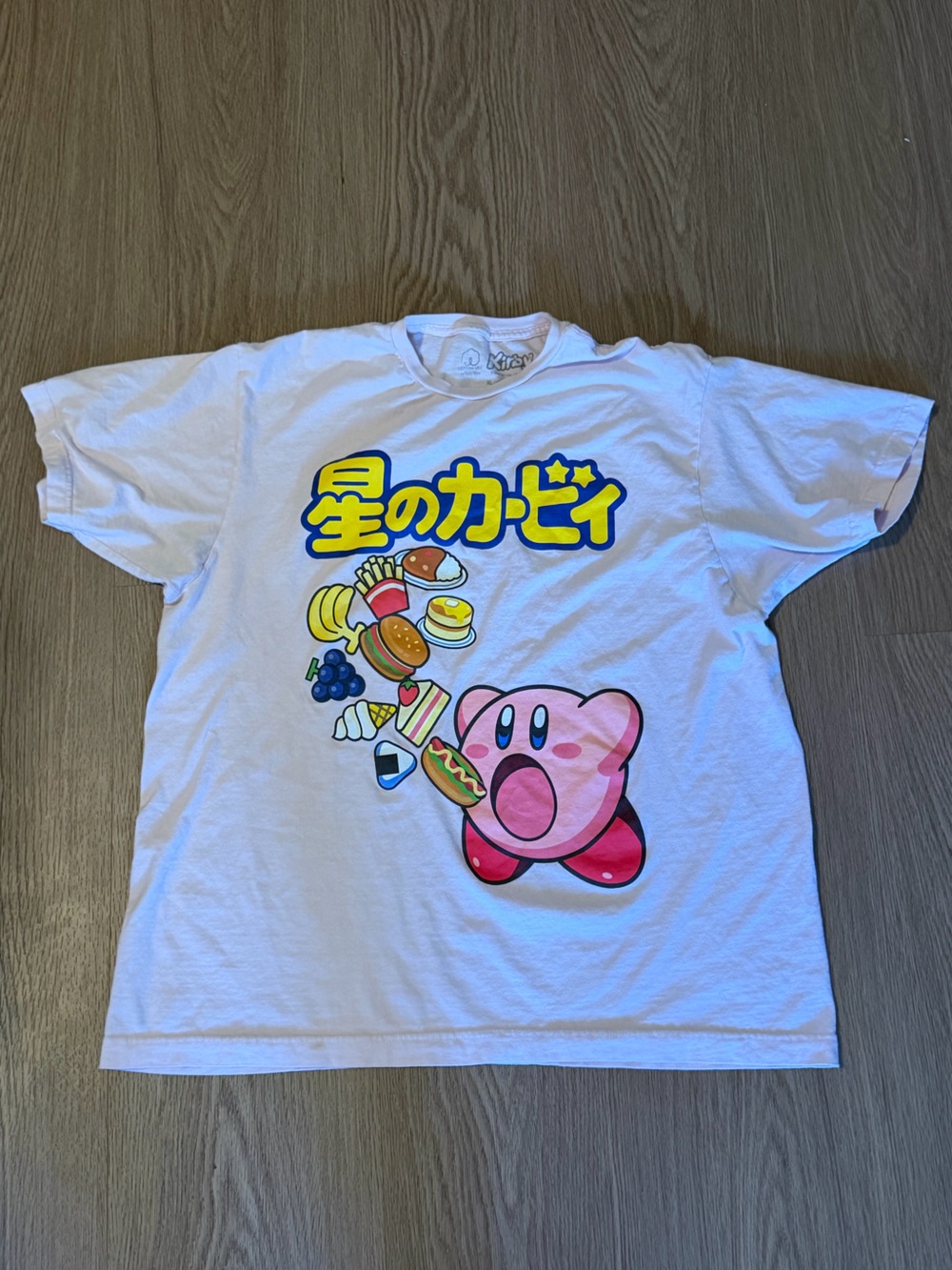 Nintendo White Tee with Green 'Kiss' Logo Print